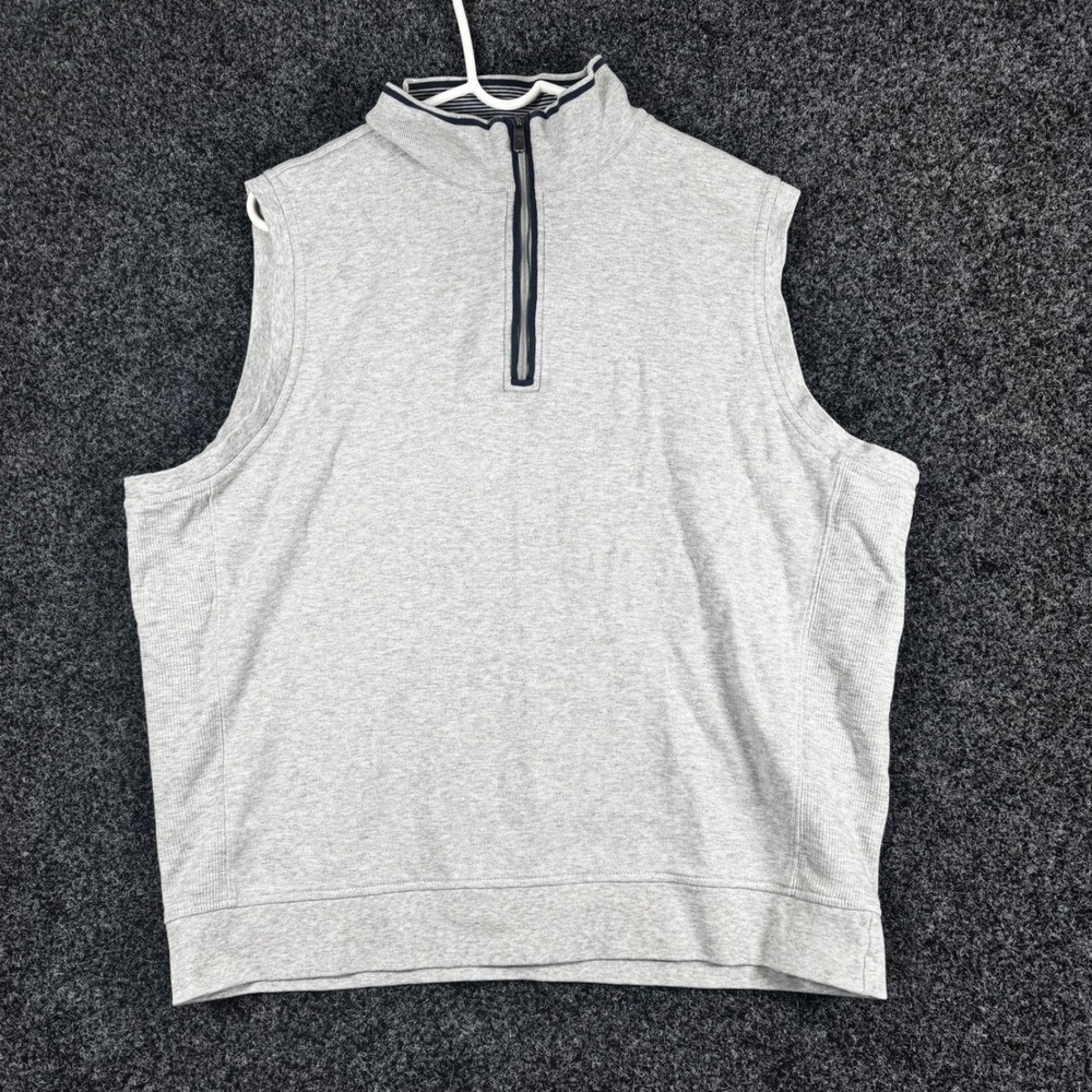 Bobby Jones Mens XL Gray 100% Peruvian Pima Cotton Quarter Zip Sweater Vest Golf